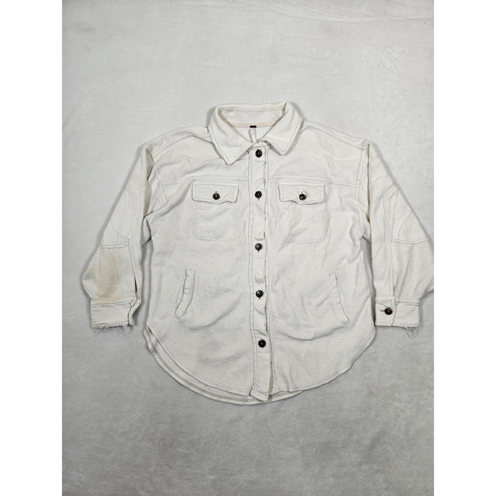 Free People Ruby Jacket Cream Oversized Shacket Button Up Cotton Blend XS